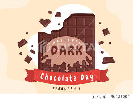 World Dark Chocolate Day On February 1st for the Health and Happiness That Choco Brings in Flat Style Cartoon Hand Drawn Templates Illustration 96481004