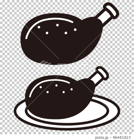 肉4セット モノクロアイコンイラストセット 肉4セット モノクロアイコンイラストセット 96481823