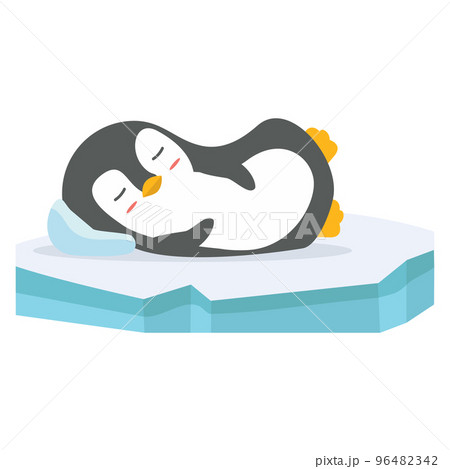 Cute penguin Sleeping on ice floe Cute penguin Sleeping on ice floe 96482342