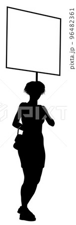 Protest Rally March Picket Sign Silhouette Person Protest Rally March Picket Sign Silhouette Person 96482361