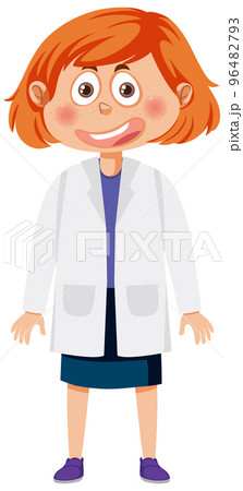 Cute scientist girl cartoon character 96482793
