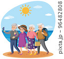 Group of senior travelers beach 96482808