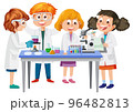 Scientist kids doing chemical experiment 96482813