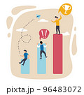 Career development. Vector illustration. Art design with employees, businessmen in working process. Concept of business, partnership, problem solving, innovative business approach, brainstorming 96483072