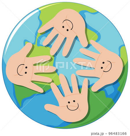 Human hands symbol on earth planet 96483166