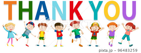 Children with word thank you 96483259