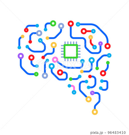Brain icon Play and learn concept colorful background Brain icon Play and learn concept colorful background 96483410