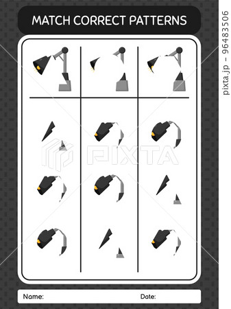 Match pattern game with desk lamp. worksheet for preschool kids, kids activity sheet 96483506