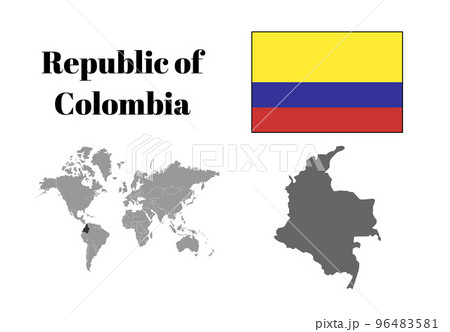 コロンビア 国旗/地図/領土のイラスト素材 [96483581] PIXTA