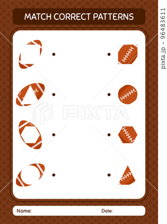 Match pattern game with rugbyball. worksheet for preschool kids, kids activity sheet 96483611