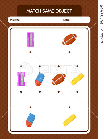 Match with same object game summer icon. worksheet for preschool kids, kids activity sheet Match with same object game summer icon. worksheet for preschool kids, kids activity sheet 96483660