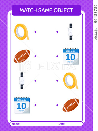 Match with same object game summer icon. worksheet for preschool kids, kids activity sheet 96483789