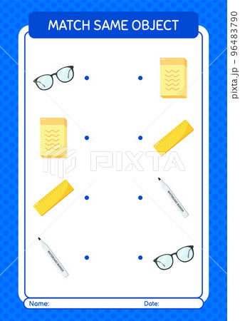 Match with same object game summer icon. worksheet for preschool kids, kids activity sheet Match with same object game summer icon. worksheet for preschool kids, kids activity sheet 96483790