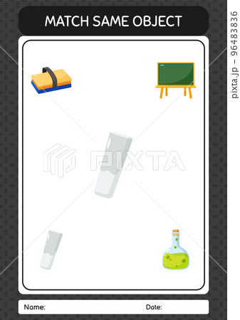 Match with same object game chalk. worksheet for preschool kids, kids activity sheet Match with same object game chalk. worksheet for preschool kids, kids activity sheet 96483836