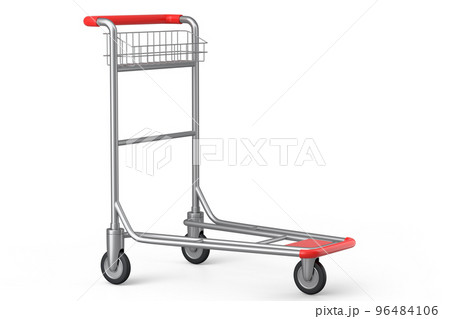 Airport luggage cart or baggage trolley side on white background Airport luggage cart or baggage trolley side on white background 96484106