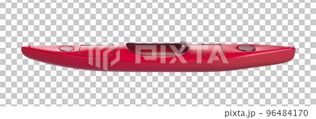 Side view of red plastic kayak Side view of red plastic kayak 96484170