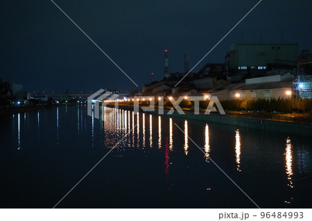 尼崎市 蓬川 運河 夜 尼崎市 蓬川 運河 夜 96484993