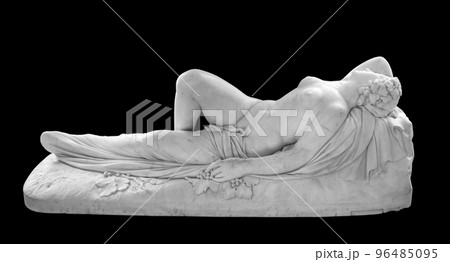 Ancient statue. Sleeping bacchante sculpture of Eric Gustaf Gothe in the State Hermitage Museum. Masterpiece isolated photo with clipping path 96485095