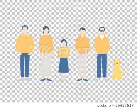 Whole body image of three generation family 96485617