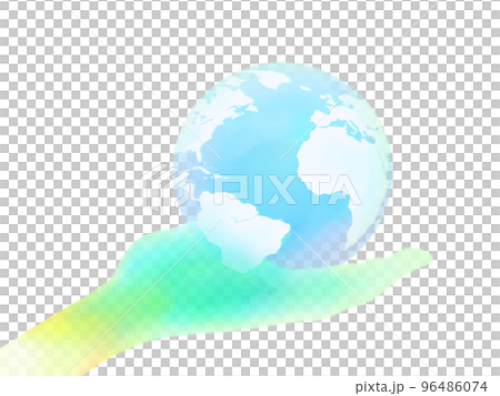 生態形象手和地球(水彩剪影) 生態形象手和地球(水彩剪影) 96486074