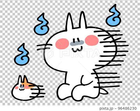 どんよりいじけるにゃんことハムスターのイラスト素材 96486230