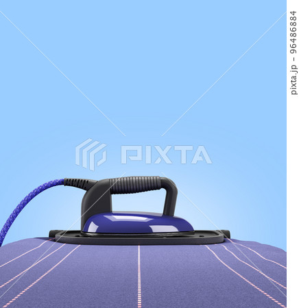 Ironing board and iron 3d render on blue gradient Ironing board and iron 3d render on blue gradient 96486884