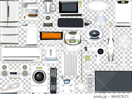 家庭用の電気製品　生活家電のイラストセット 96487671