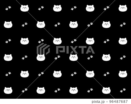 ゆるかわ猫と肉球の柄 96487687