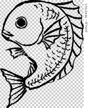 墨絵の鯛のイラスト 96487823