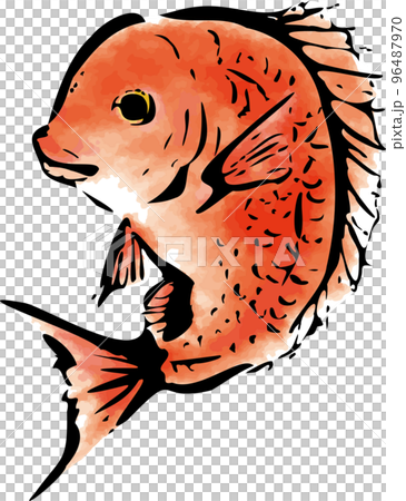 墨絵の鯛のイラスト 96487970