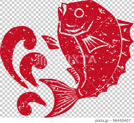 海鯛打印插圖紅色 96488407