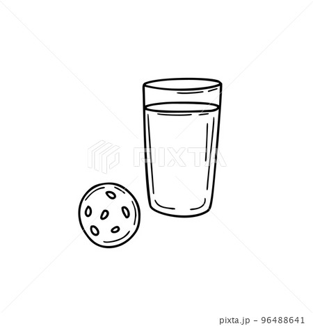 A glass of milk and biscuits illustration in 96488641