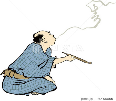 浮世絵　煙草を吸う男性　その2 96488866