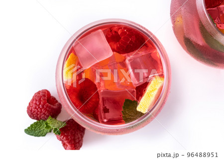 Raspberry lemonade drink isolated on white background Raspberry lemonade drink isolated on white background 96488951
