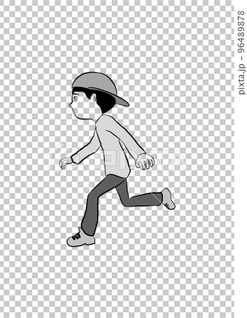Wearing hat, running fast boy - Stock Illustration [96489878] - PIXTA