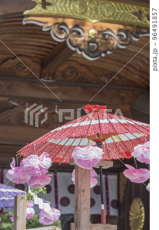 くり祭　傘　花飾り　日本傘　神楽　江戸の里神楽　大國魂神社　栗の露店販売 96491857