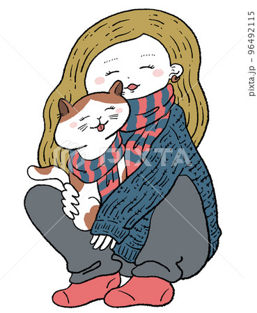 猫と女の子 96492115