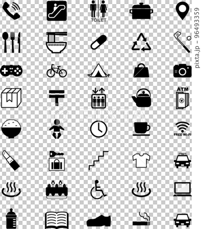 商店和設施的簡單單色圖標 商店和設施的簡單單色圖標 96493359