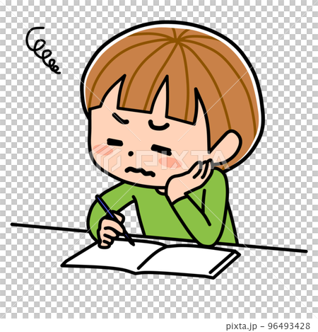 A child who hates studying hard 96493428