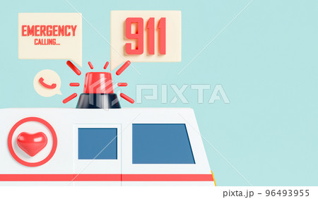 3d rendering emergency call illustration. Concept healthcare and medical service illustration. 96493955