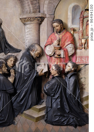 Vows of the first members of the Society of Jesus, altar in the Basilica of the Sacred Heart of Jesus in Zagreb, Croatia Vows of the first members of the Society of Jesus, altar in the Basilica of the Sacred Heart of Jesus in Zagreb, Croatia 96494100