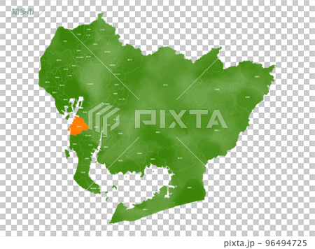 水彩風の地図　知多市 96494725