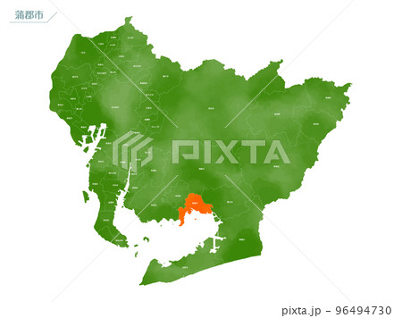 水彩風の地図　蒲郡市 96494730