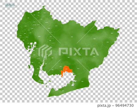 水彩風の地図　蒲郡市 96494730