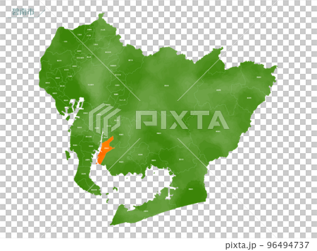 Watercolor-style map Hekinan City 96494737