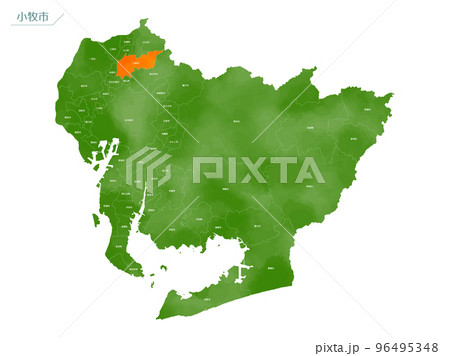 水彩風の地図　小牧市 96495348