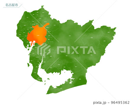 水彩風の地図 名古屋市 水彩風の地図 名古屋市 96495362