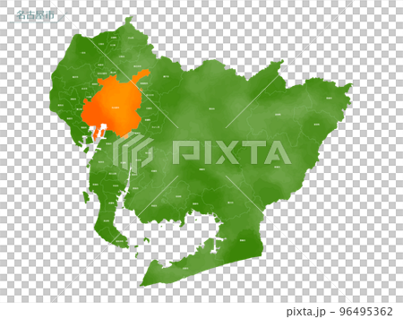 水彩風の地図 名古屋市 水彩風の地図 名古屋市 96495362