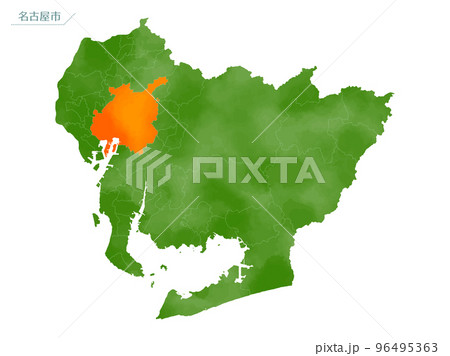 水彩風の地図　名古屋市 96495363
