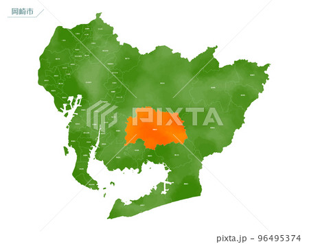 水彩風の地図　岡崎市 96495374